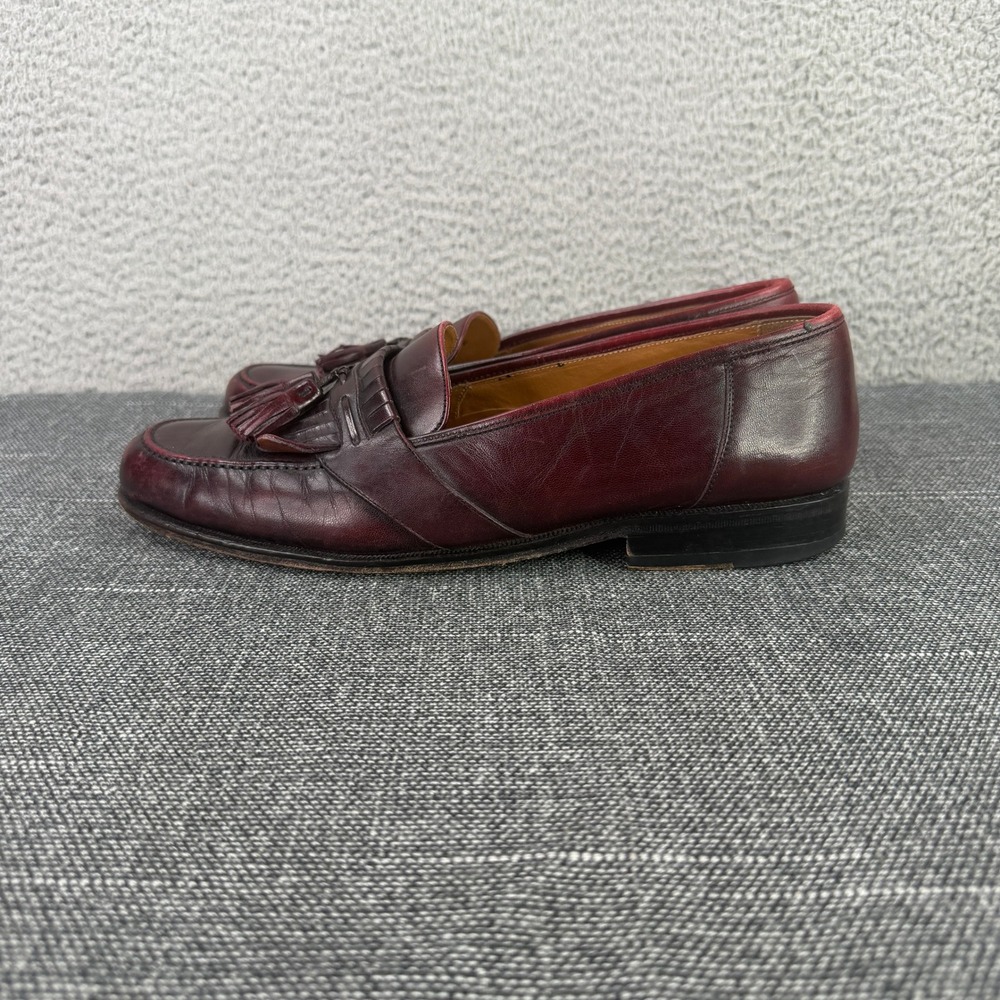 Magnanni Tassel Loafers Men 10.5 M Burgundy Leather Kiltie Dress Shoes 9341